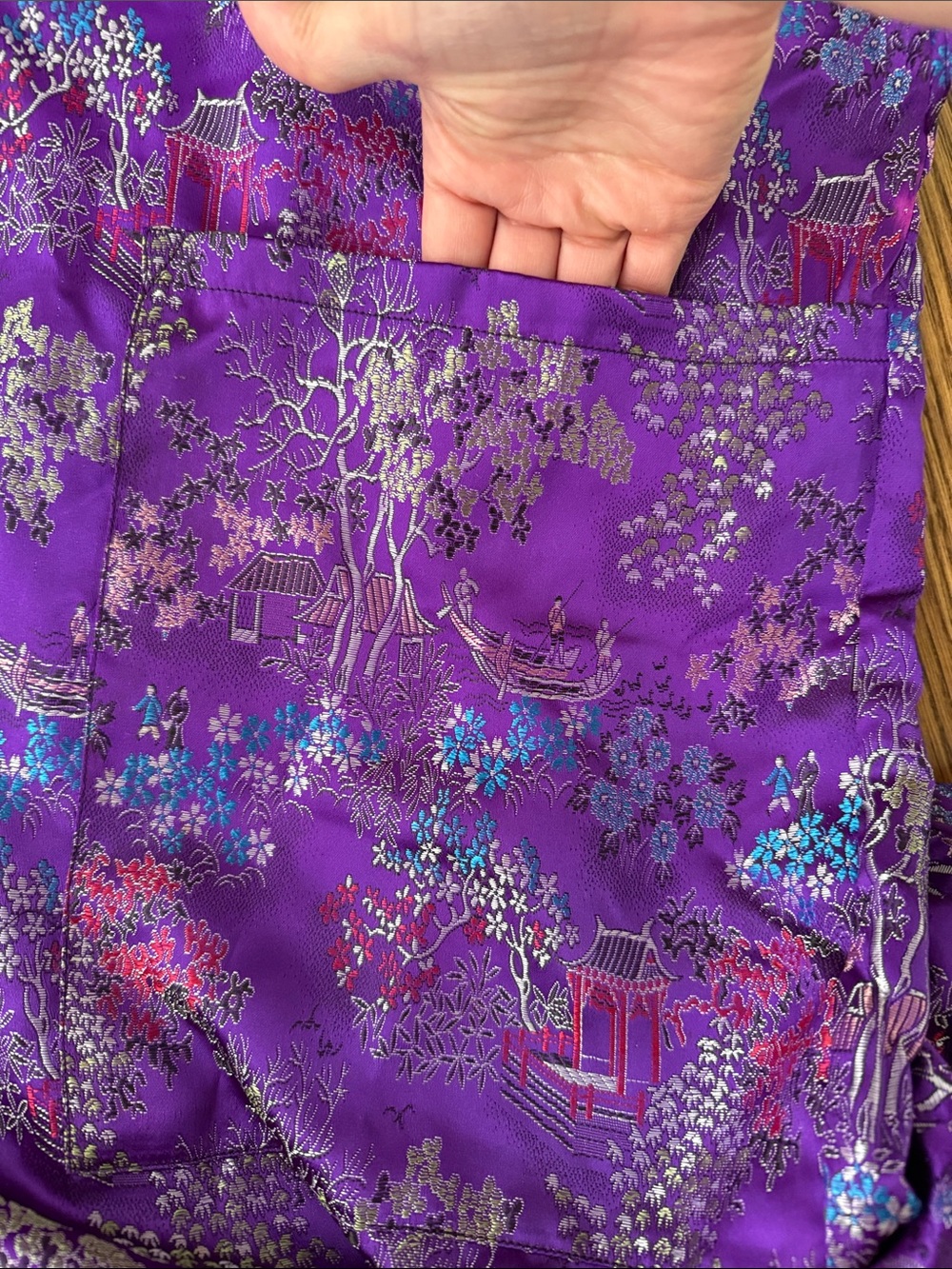 VINTAGE Jacquard Chinese Asian Kimono Robe Spa Loungewear Traditional Regal XL - Picture 7 of 7